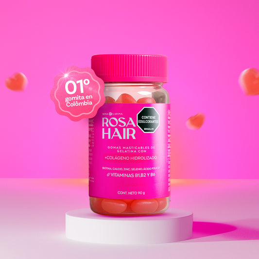 Rosa Hair | Biotina + Vitaminas para Cabello, Piel y Uñas